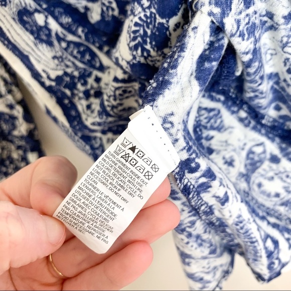 Lucky Brand Blue White Boho Print Tunic‎ Blouse XS - Picture 6 of 7